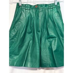 Net Works Genuine Leather Green Shorts, 26" Waist